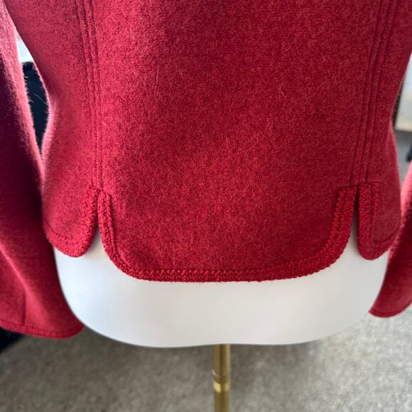 Giesswein Austria Red Merino Boiled Wool Womens Jacket Size USA 8 Tyrolean Coat - Picture 5 of 12